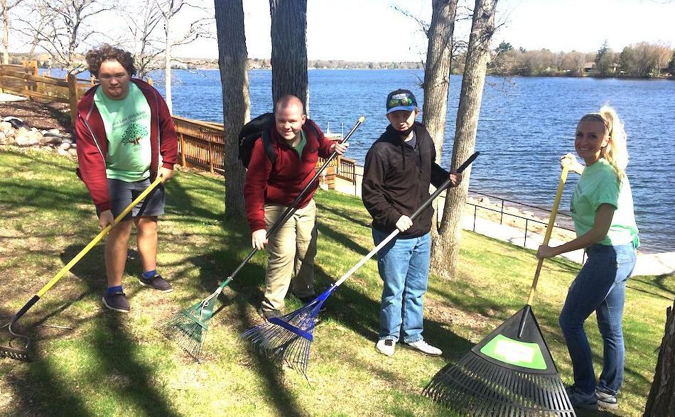 Raking at Narrows Park